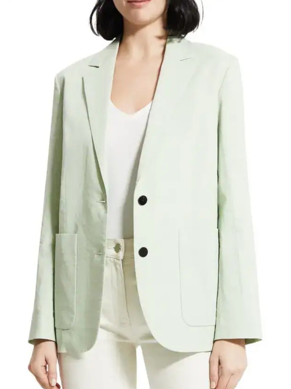 Theory Os Pkt Jkt U.eco Cru Mint green linen blend oversized